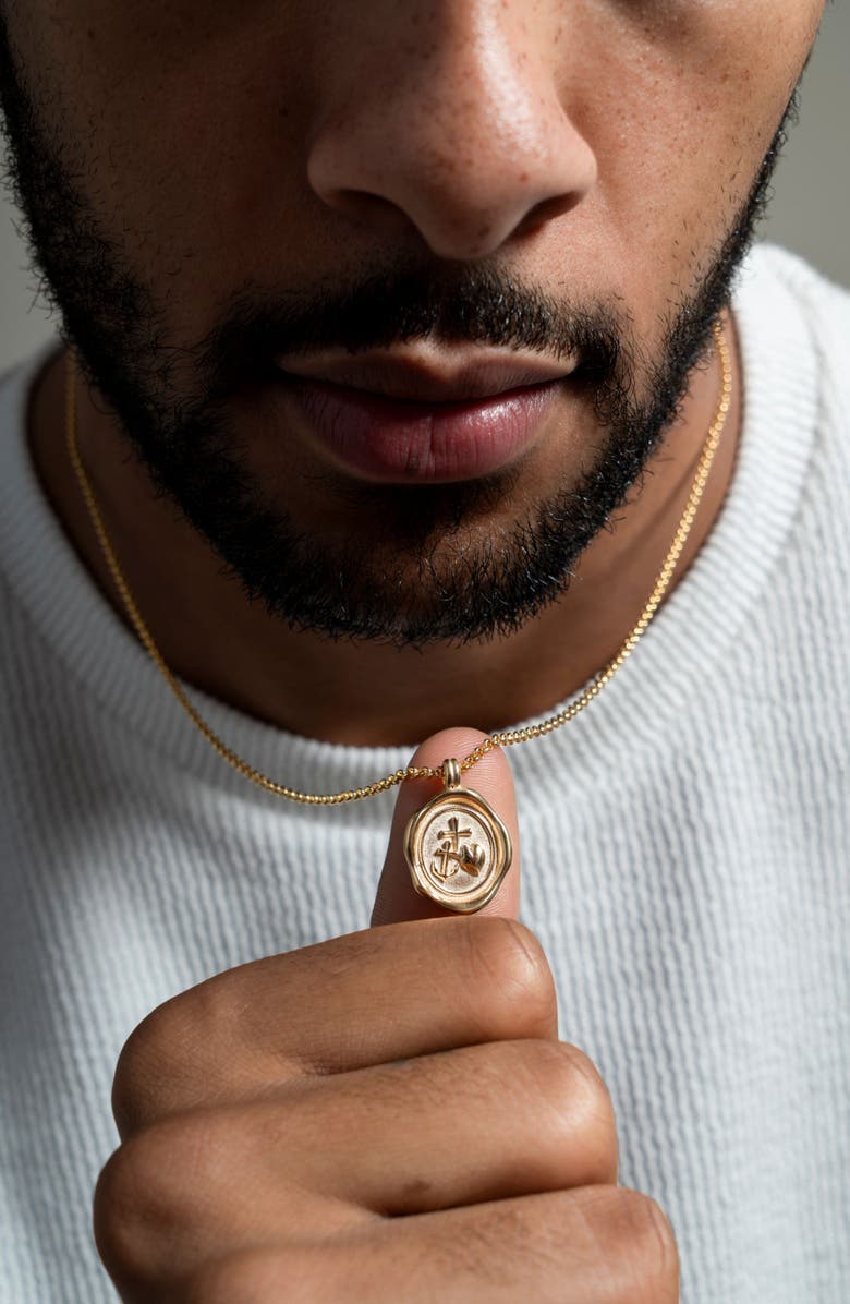 Dower & Hall Men's Hope Talisman Necklace, Alternate, color, Yellow Gold Vermeil