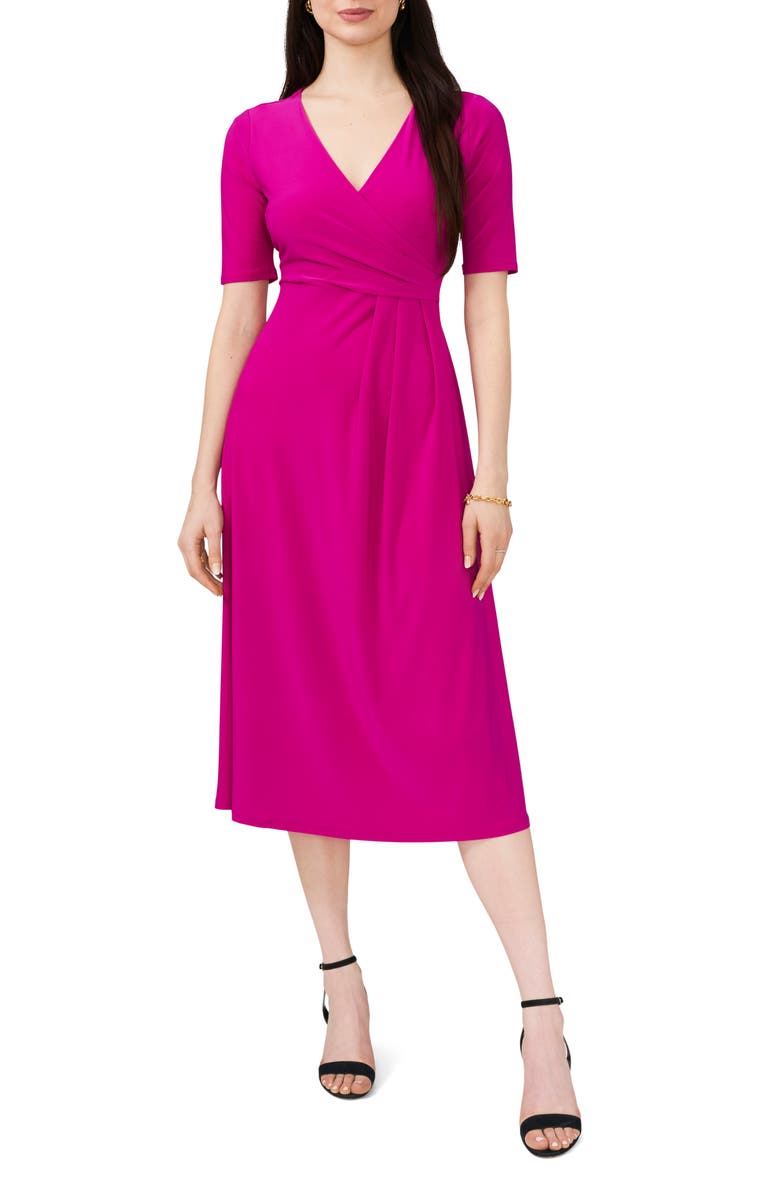 Chaus Faux Wrap Midi Dress, Main, color, Berry Tart