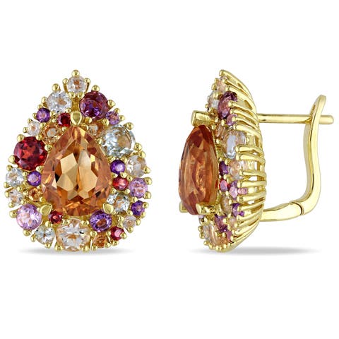 Multi Gemstone Teardrop Stud Earrings