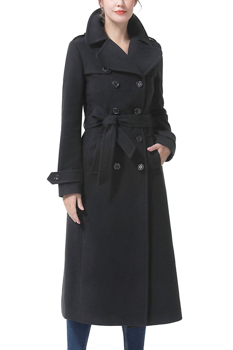 Charlotte Long Wool Blend Coat, Main, color, Black