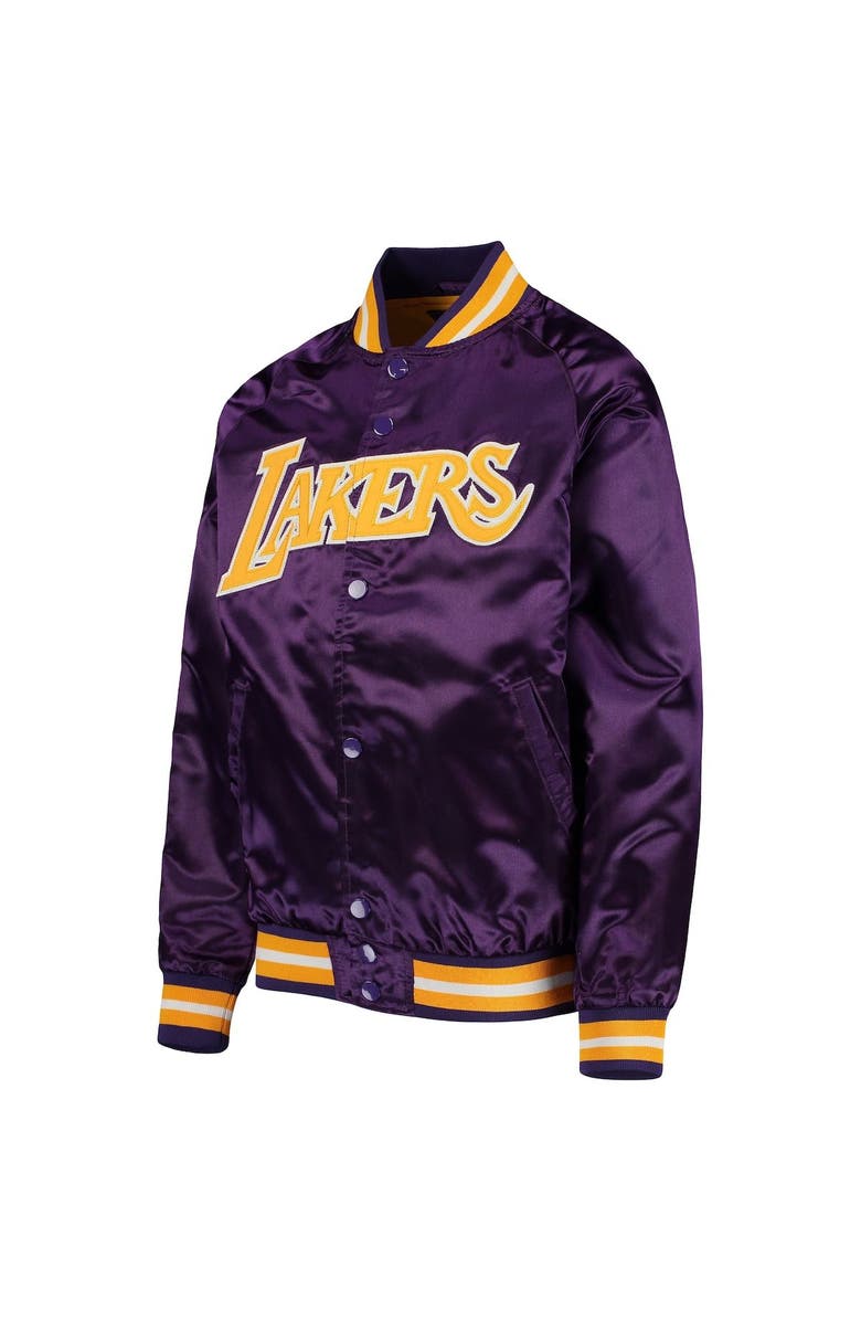 Mitchell & Ness Youth Mitchell & Ness Purple Los Angeles Lakers Hardwood Classics Satin Raglan Full-Snap Jacket, Alternate, color, Purple
