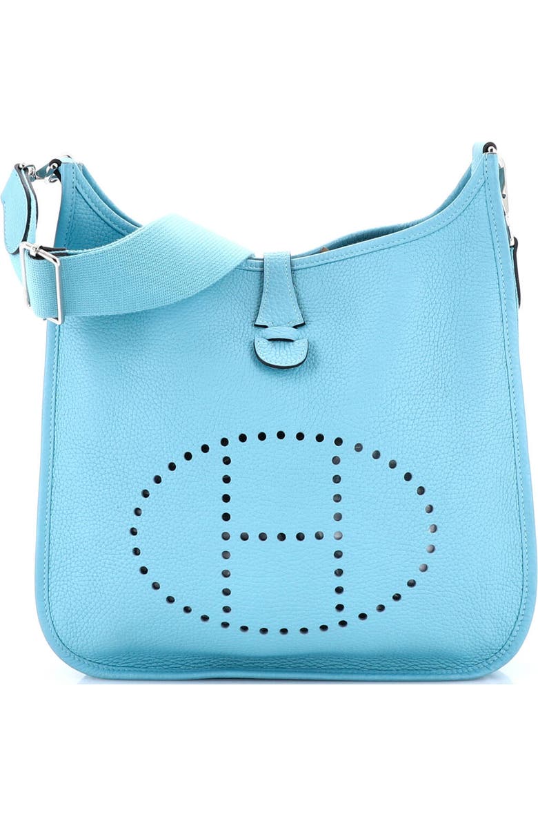 Pre-Owned Hermes Evelyne Bag Gen III Clemence PM, Main, color, Bleu Atoll