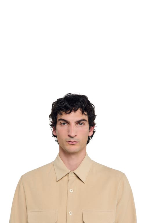 Sandro Flap-pockets Cotton Shirt In Neutral