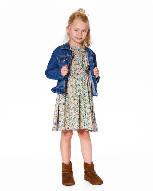 Deux Par Deux Denim Jacket With Ruffle Hem And Floral Embroidery In Blue