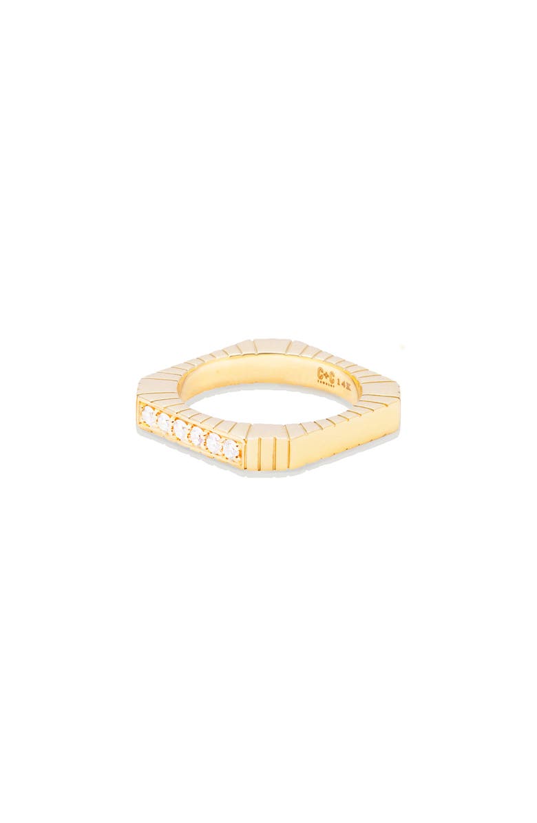 Campbell + Charlotte Spark Etched Stacking Band Ring, Alternate, color, Diamond-Gold