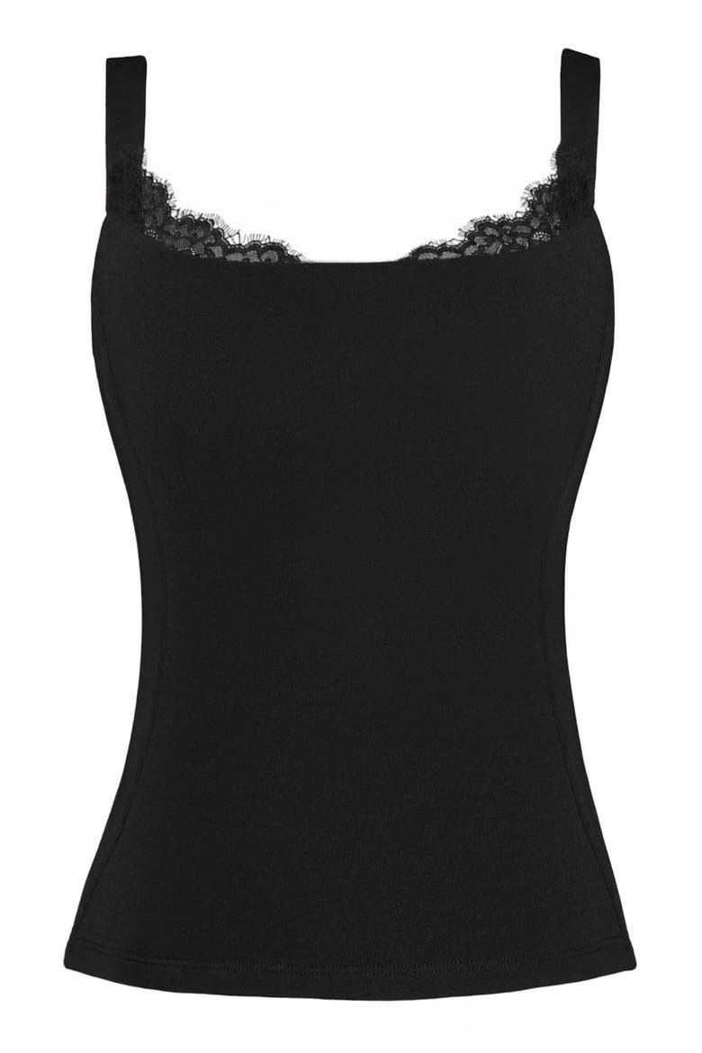 Mega Sculpting Corseted Cami Top, Alternate, color, Black/Lace black