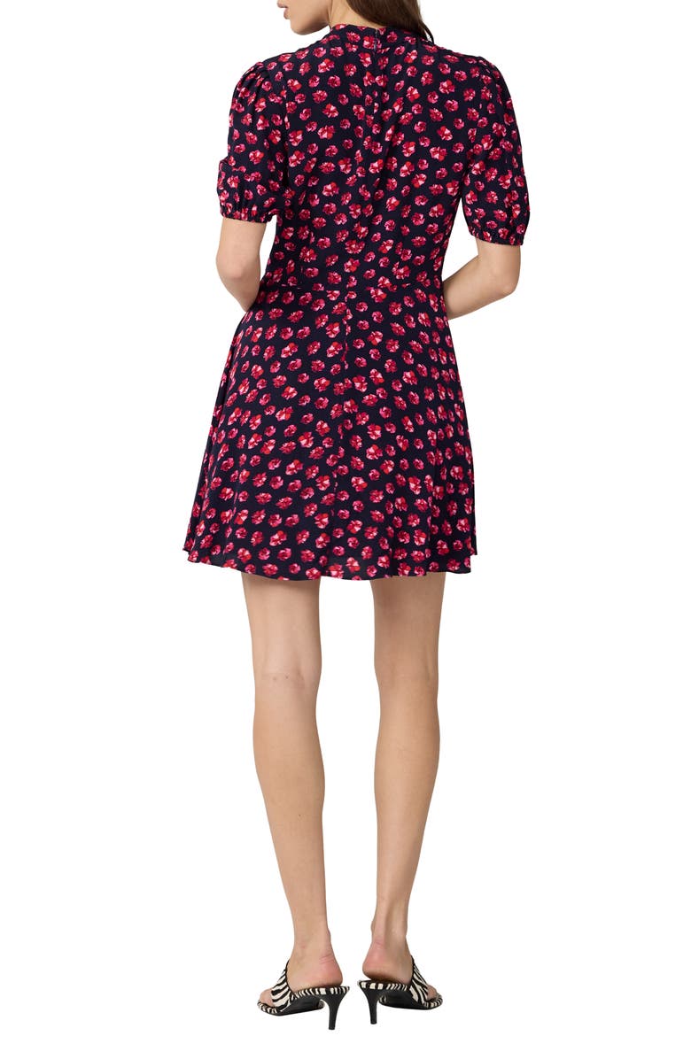 DVF Dolly Print Mock Neck Minidress, Alternate, color, Hibiscus Dot Maritime