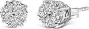 Haus of Brilliance Silver 1/2 Ct Prong RoundDiamond Cluster Stud Earring