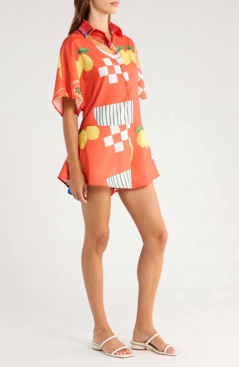 Petal & Pup Sebastian Printed Romper, Alternate, color, Rust