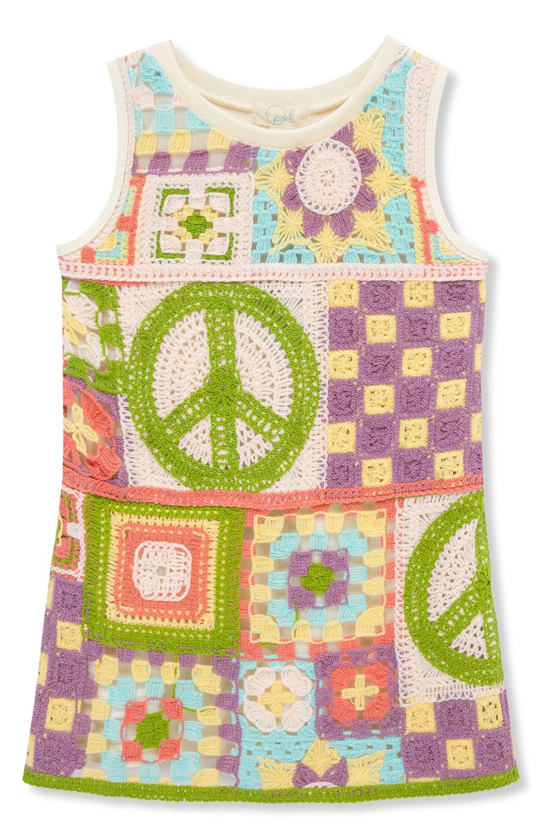 Peek Aren't You Curious Kids' Crochet Shift Dress, Main, color, 