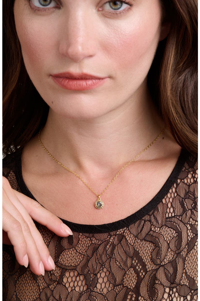 Soltell Solitaire Sparkle Crystal Pendant Necklace, Alternate, color, GOLD TONE/ BLACK CRYSTAL