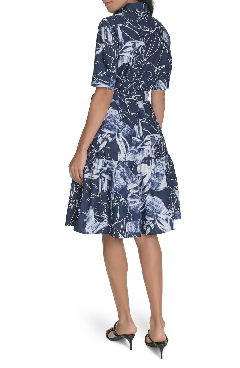 Calvin Klein Floral Short Sleeve Cotton Shirtdress, Alternate, color, 