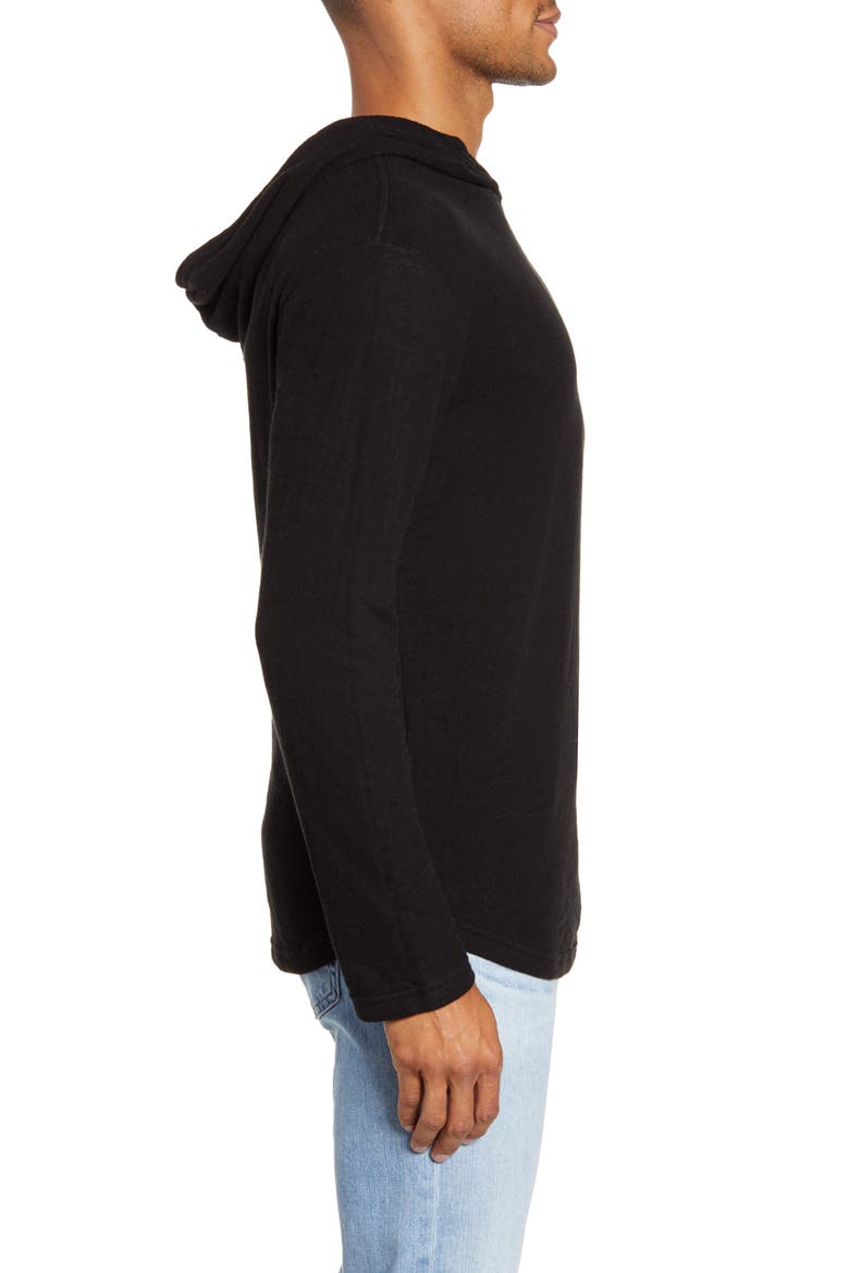 Double Layer Scallop Hoodie, Alternate, color, BLACK