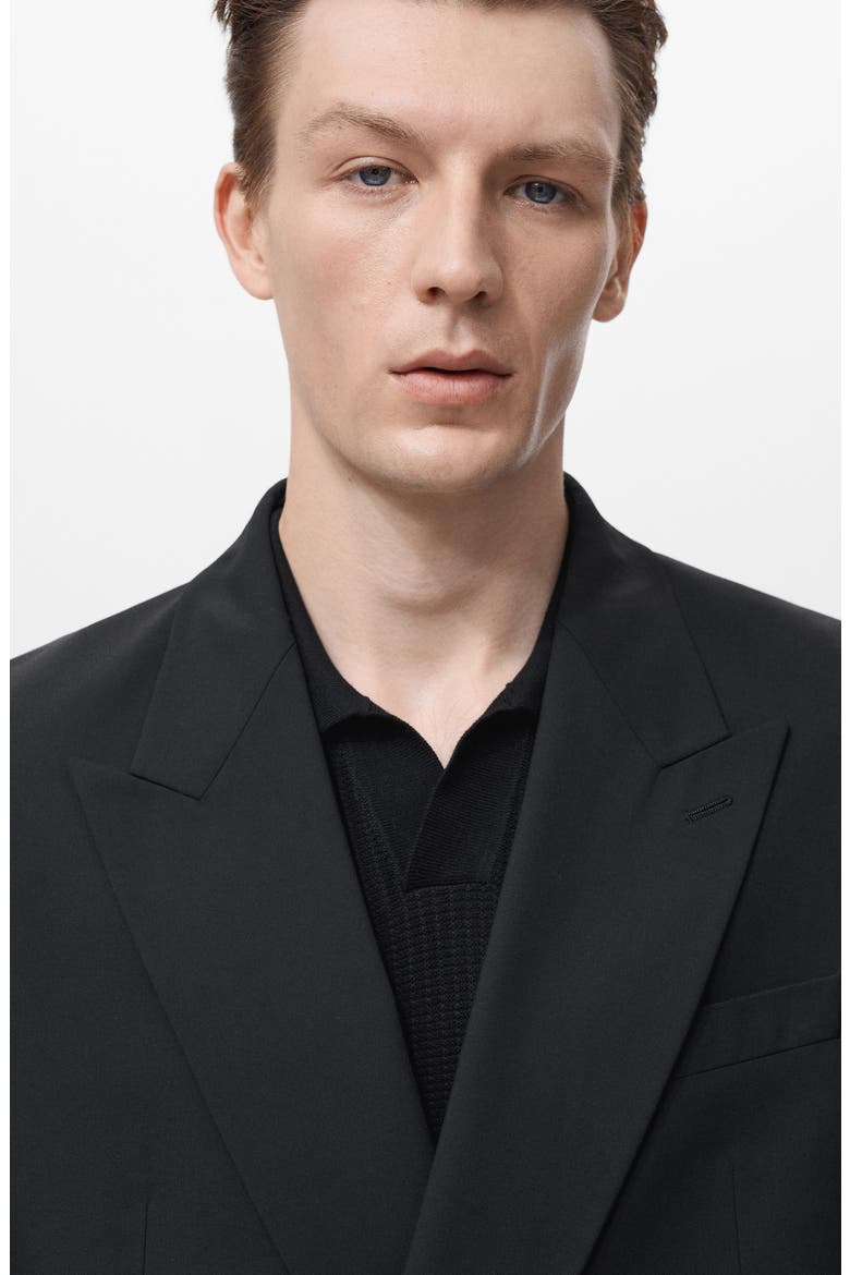 Relaxed Fit Double Breasted Suit Jacket, Alternate, color, BLACK