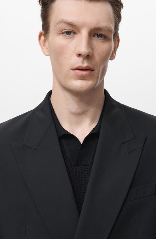 Mango Relaxed Fit Double Breasted Suit Jacket In Black
