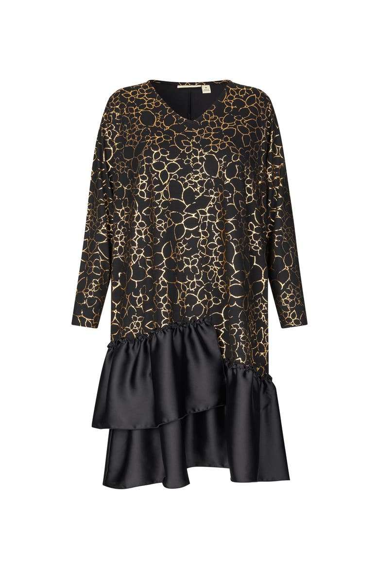 MaNylindra Metallic Floral Print Dress, Alternate, color, Gold