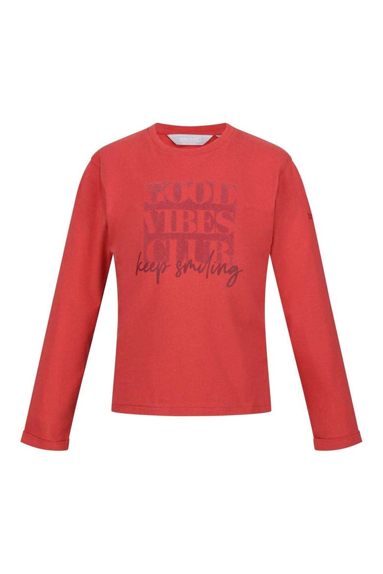 Childrens/Kids Great Outdoors Lettering Long-Sleeved T-Shirt, Main, color, Mineral Red