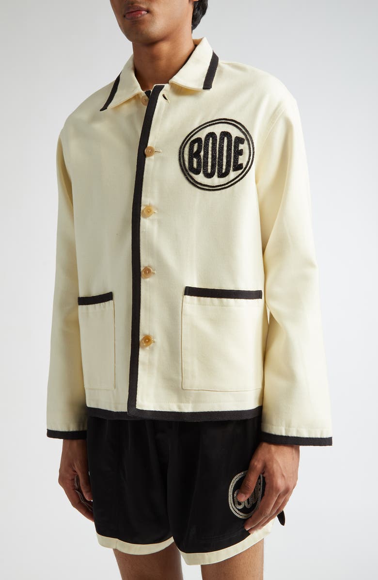 Bode Beaded Player Jacket, Alternate, color, Black Cream