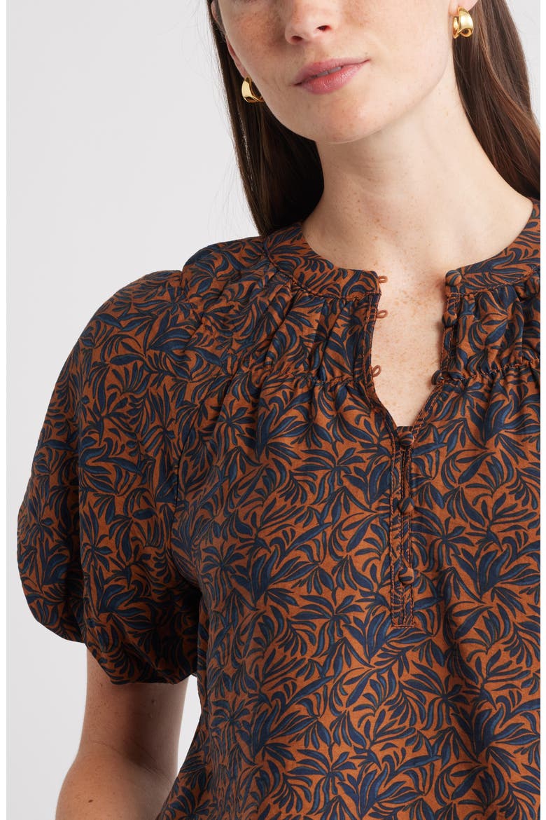 Puff Sleeve Top, Alternate, color, RUST BISQUE CECILIA BLOOM