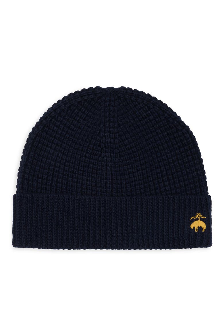 Waffle Knit Cuffed Beanie, Main, color, NAVY
