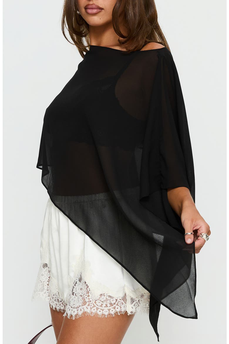 Mairelle Sheer Poncho, Alternate, color, BLACK
