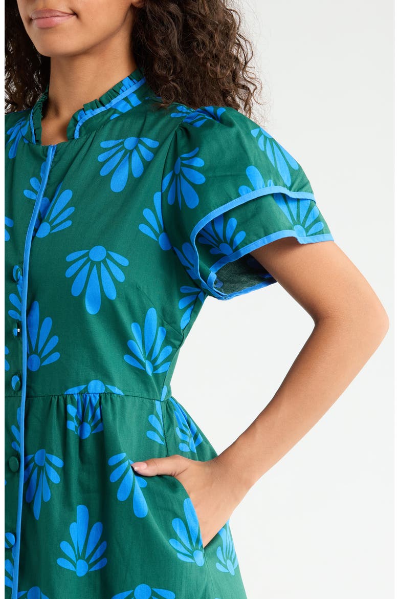 Davie Floral Print Midi Dress, Alternate, color, EMERALD-MULTI
