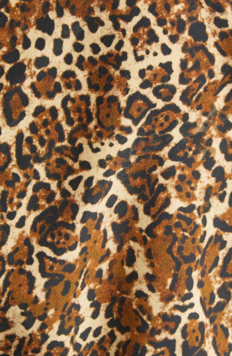 Isabel Marant Tullya Gathered Leopard Print Stretch Silk Top, Alternate, color, 