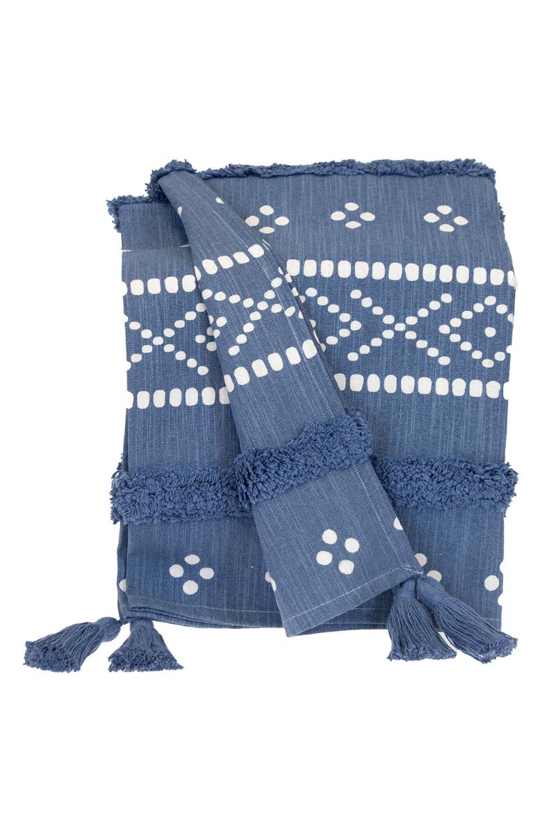 PARKLAND COLLECTION Niko Tasseled Throw Blanket, Main, color, Blue