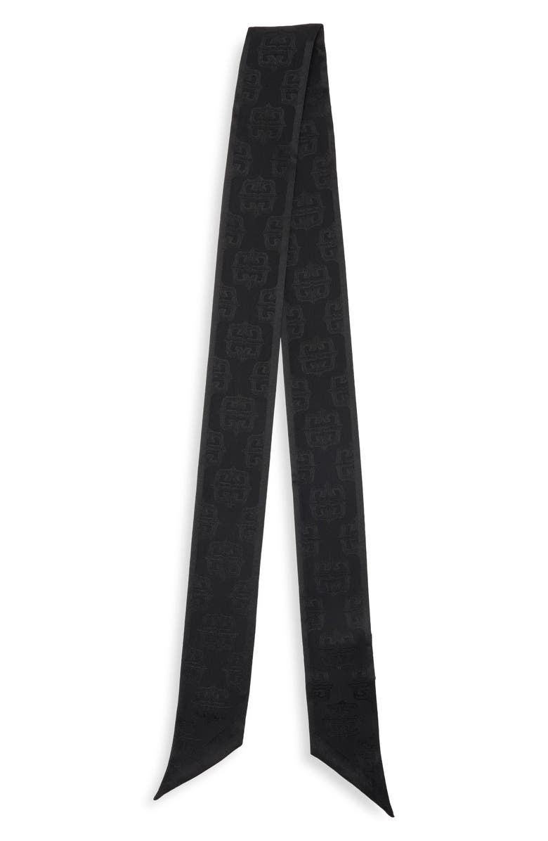 Givenchy 4G Silk Jacquard Skinny Scarf, Alternate, color, Black