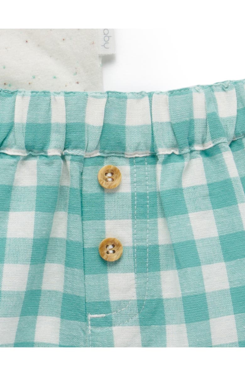 Purebaby Tee & Gingham Short Set, Alternate, color, Lagoon Gingham
