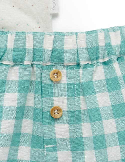 Purebaby Tee & Gingham Short Set In White