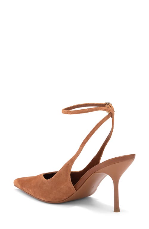 Jeffrey Campbell Executive Ankle Strap Pointed Toe Slingback Pump In Tan Suede