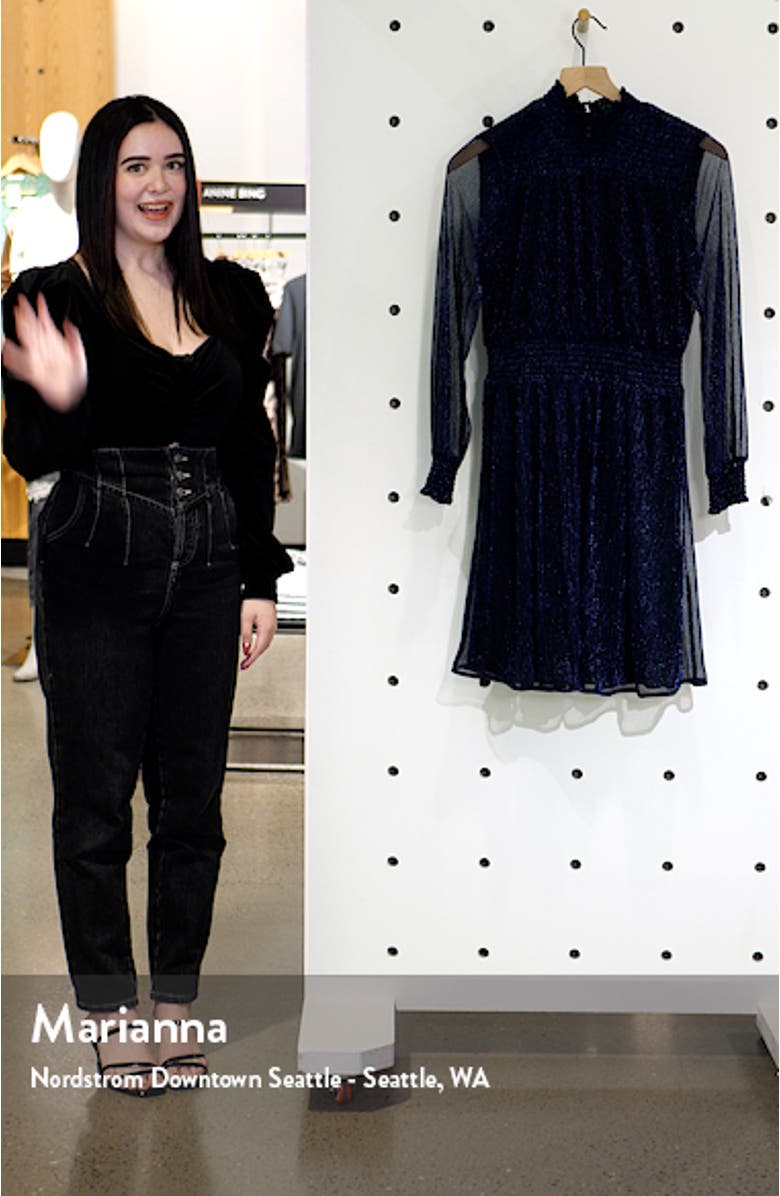 Metallic Long Sleeve Cocktail Dress, sales video thumbnail