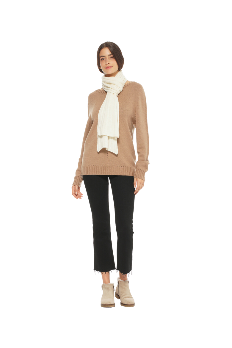 Pure Cashmere Plush-Ribbed Scarf, Alternate, color, Milk White