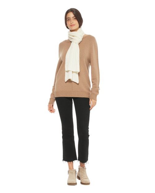 Monticelli Cashmere Pure Cashmere Plush-ribbed Scarf In White