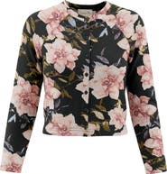 Coco de la Mour Floral Crew Neck Button Front Cardigan Top