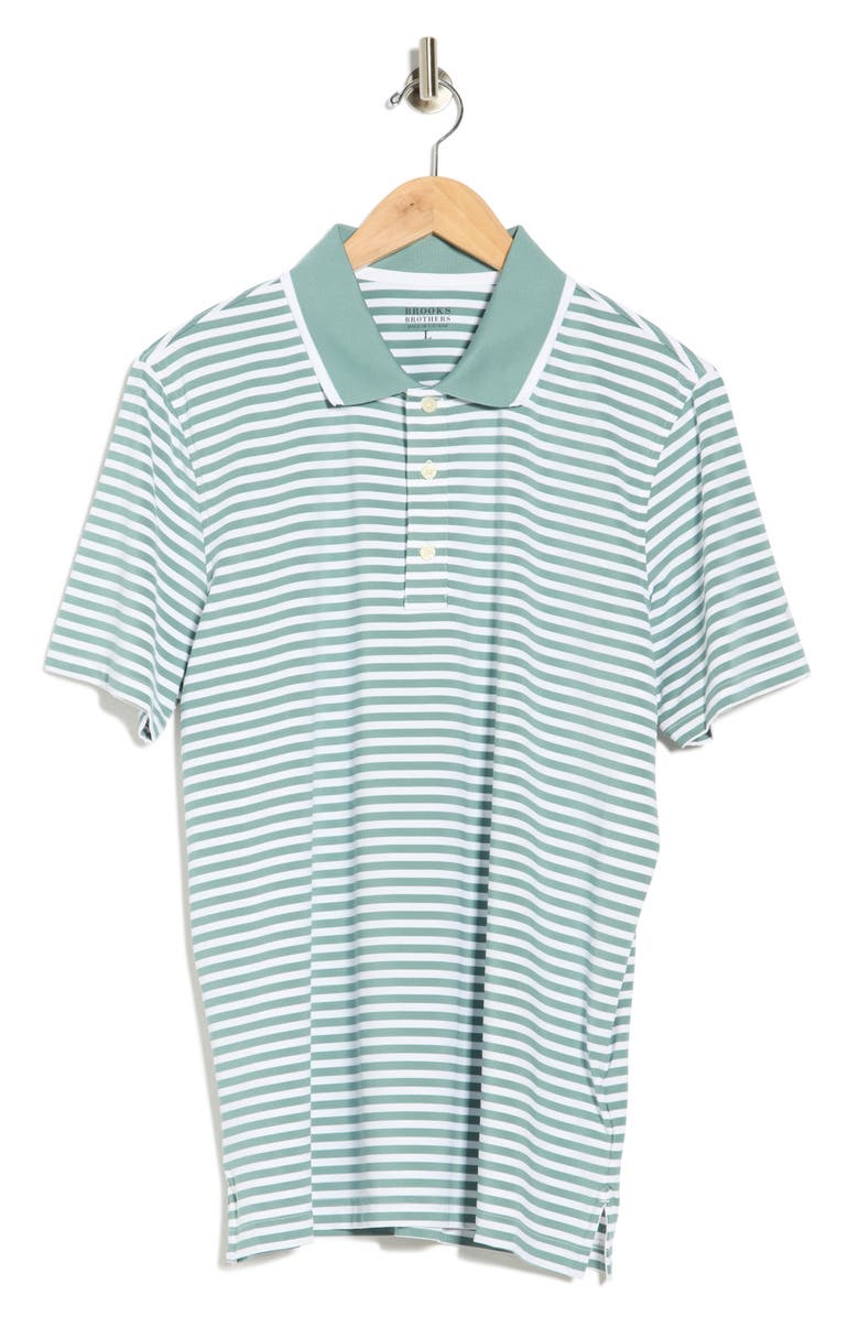 Brooks Brothers Feeder Stripe Polo, Alternate, color, Green/ White