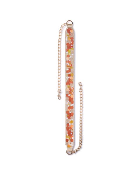 Orange Burst Confetti Adjustable Belt Bag Strap - 48-Inch Gold Chain with Orange Confetti Vegan Leather for Cooper and Stadium Clear Bags