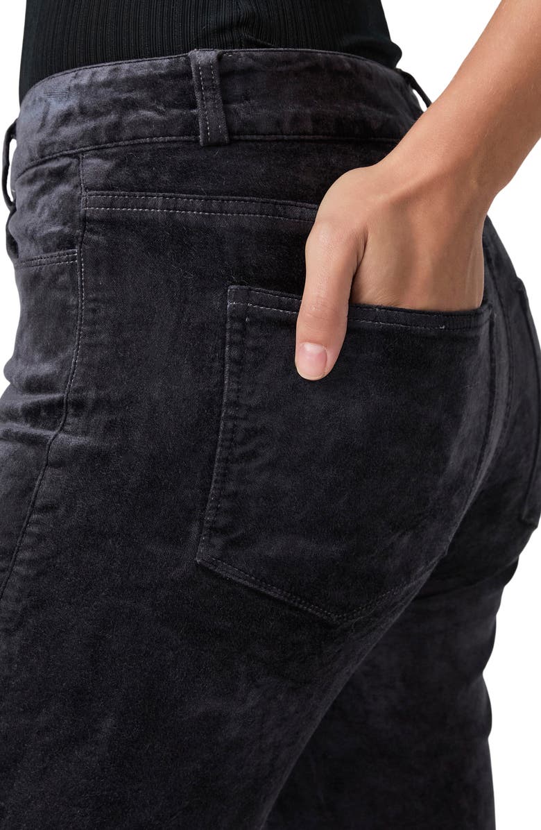 PAIGE Cindy Twist Seam High Waist Ankle Straight Leg Velvet Pants, Alternate, color, Calico Blue