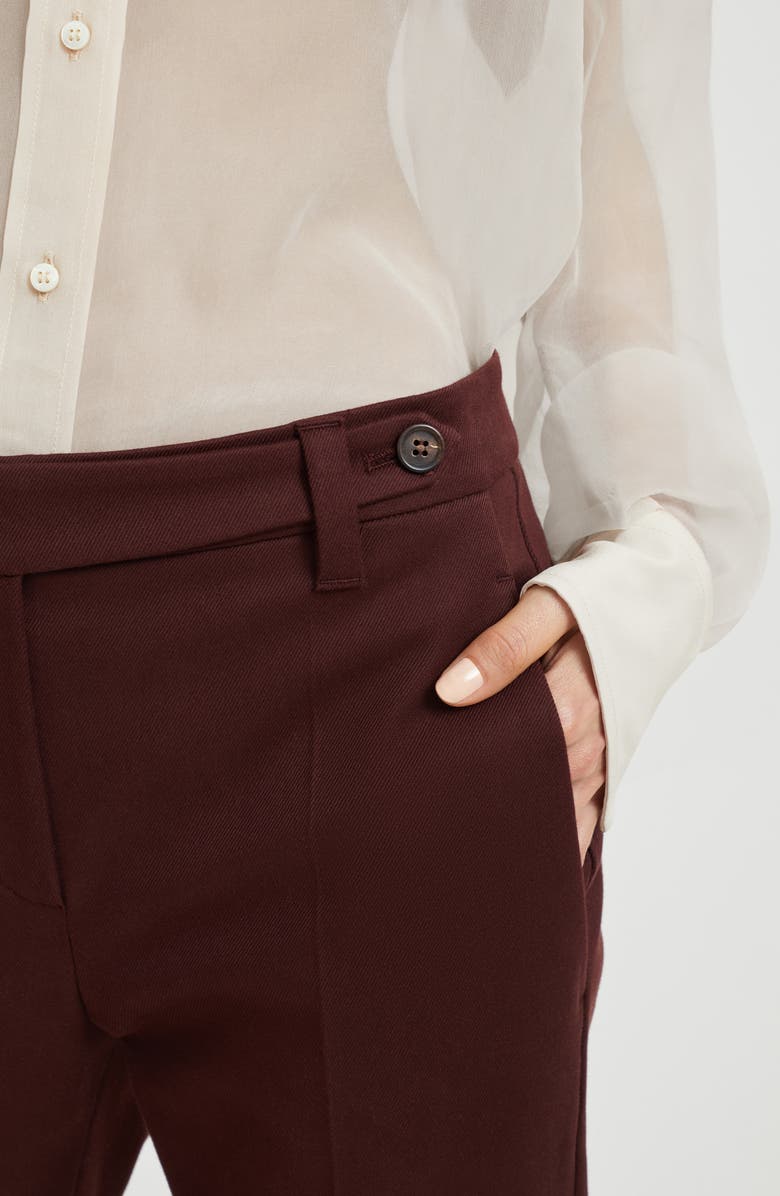 Brunello Cucinelli Cigarette trousers with monili, Alternate, color, Burgundy