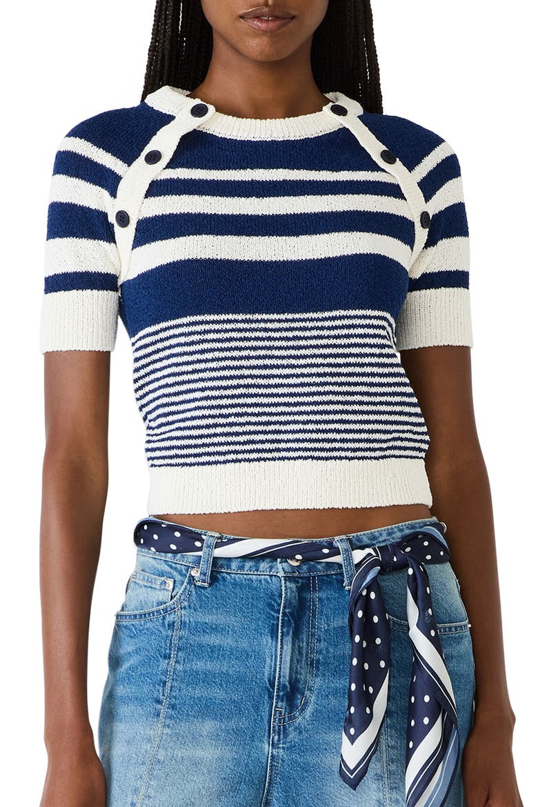 Rayna Stripe Short Sleeve Sweater, Main, color, MARINE