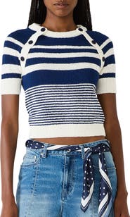 Steve Madden Rayna Stripe Short Sleeve Sweater