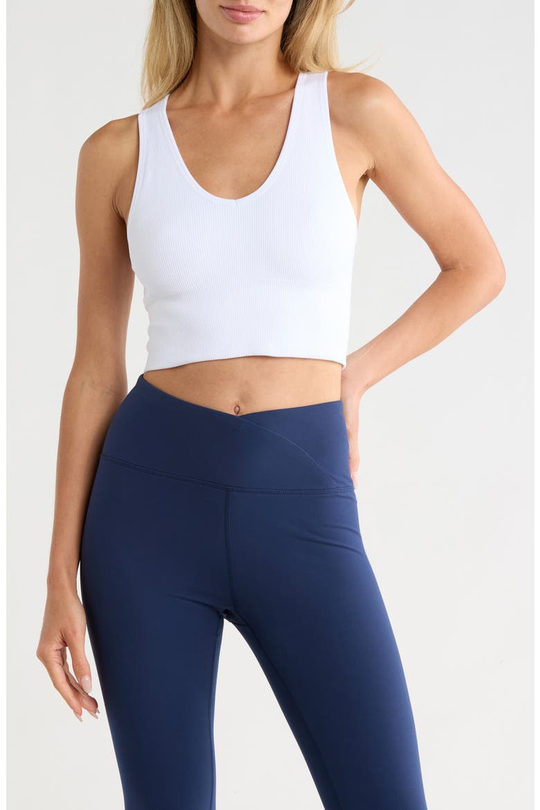 Rib Seamless Highline V-Neck Tank, Main, color, WHITE