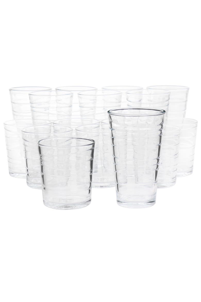 16 Piece Swirl Clear Assorted Glassware Set, Main, color, Clear