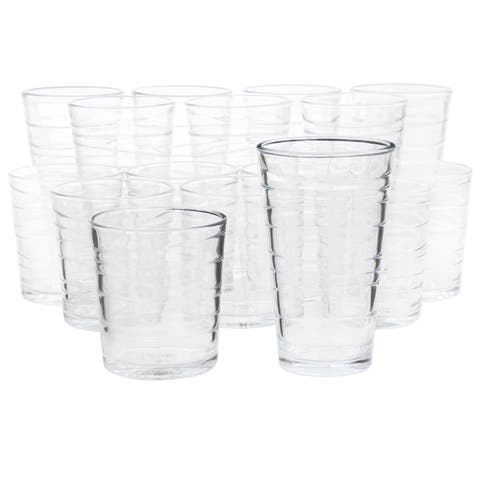 16 Piece Swirl Clear Assorted Glassware Set