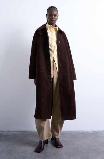 Topshop Long Faux Suede Car Coat