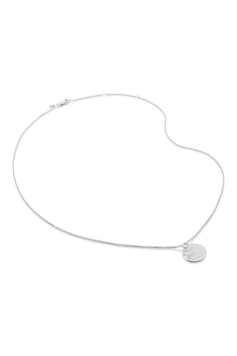 Lab Created Diamond Engravable Pendant Necklace, Main, color, SILVER