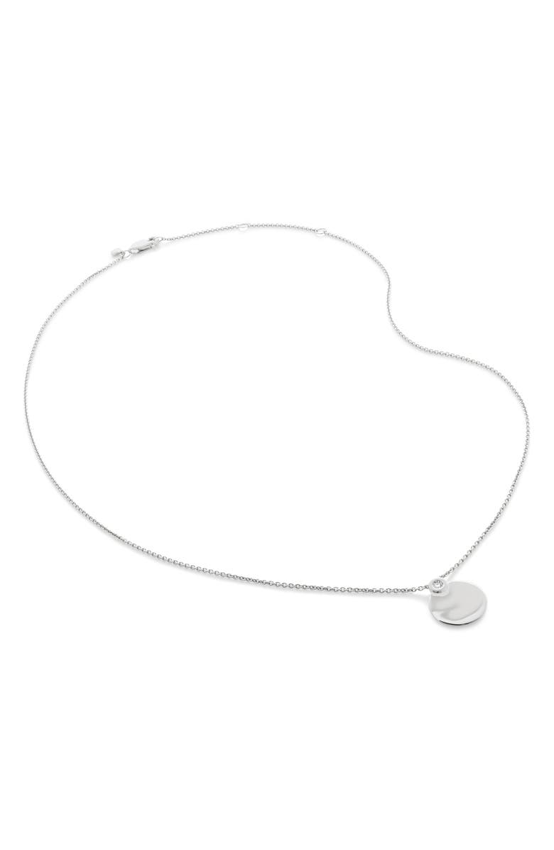 Monica Vinader Lab Created Diamond Engravable Pendant Necklace, Main, color, Sterling Silver / Diamond