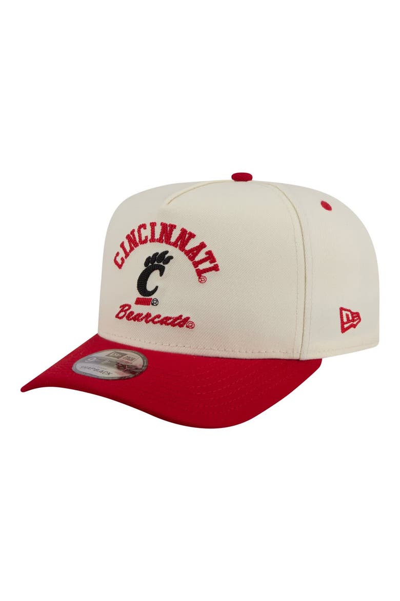 Men's New Era  Cream/Red Cincinnati Bearcats Two-Tone Arched 9FIFTY Snapback Hat, Alternate, color, Cream