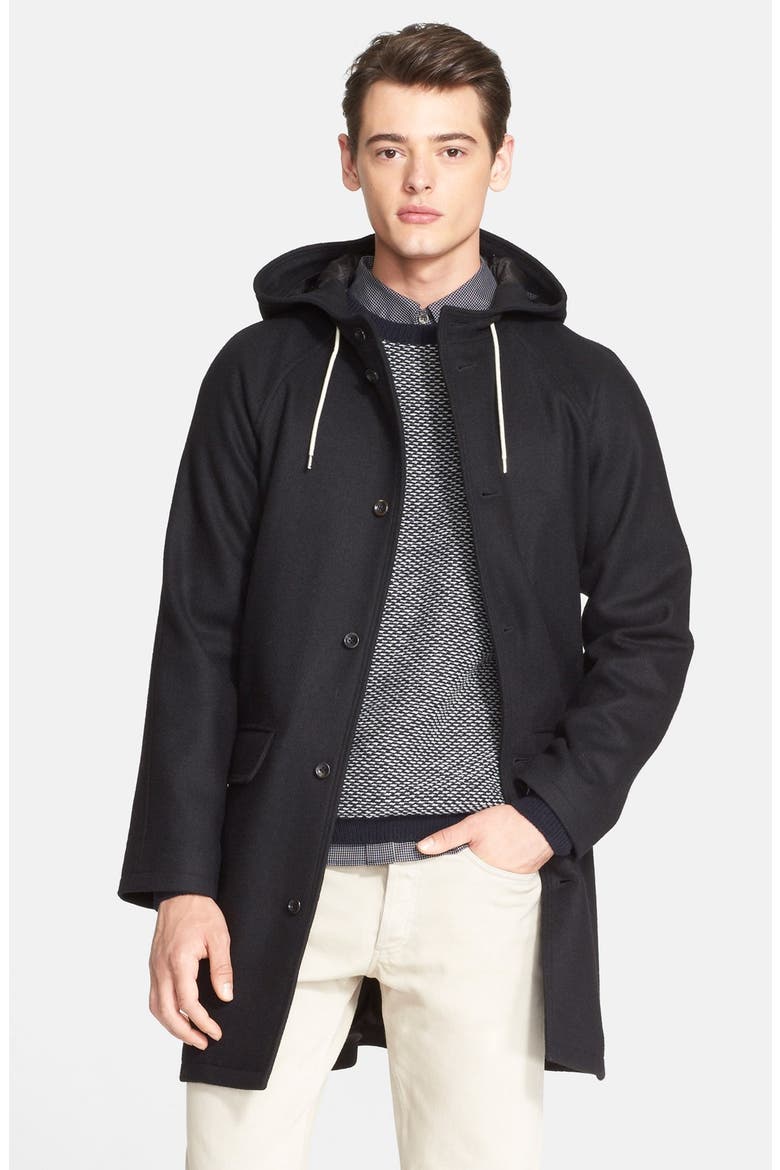 Hooded Wool Jacket, Alternate, color, NOIR